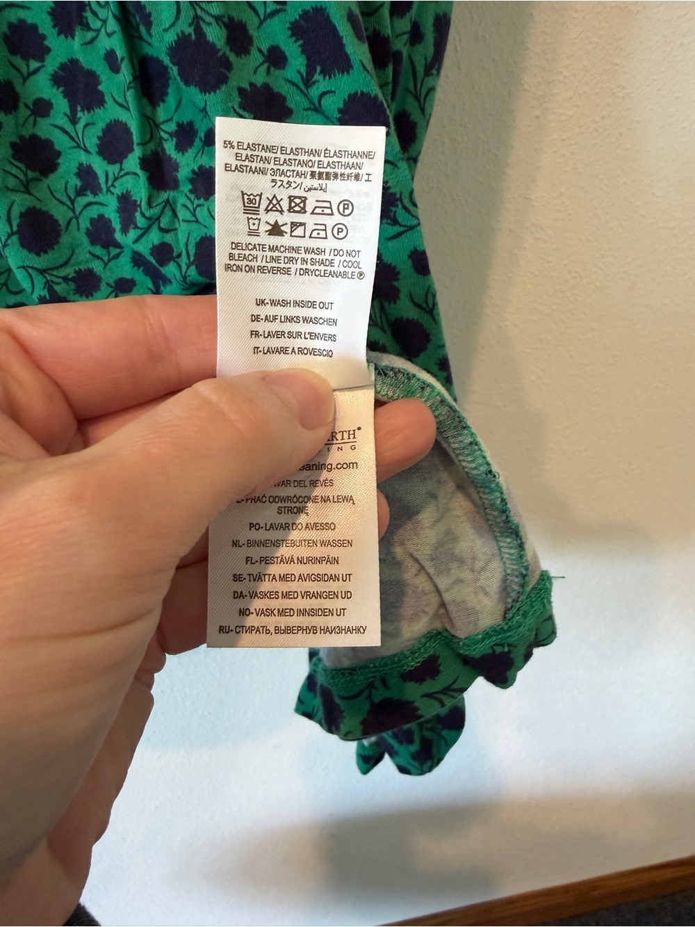 Boden Evelyn Jersey Midi Dress Sapling Leafy Bud Green Navy Floral Pockets Sz 8 - Picture 4 of 11